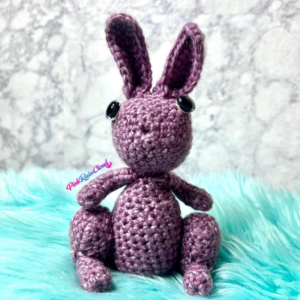 Handmade Purple Bunny Plush Crochet Toy Decor Acyclic & WOOL Blend PinkRainCloud - Picture 8 of 10